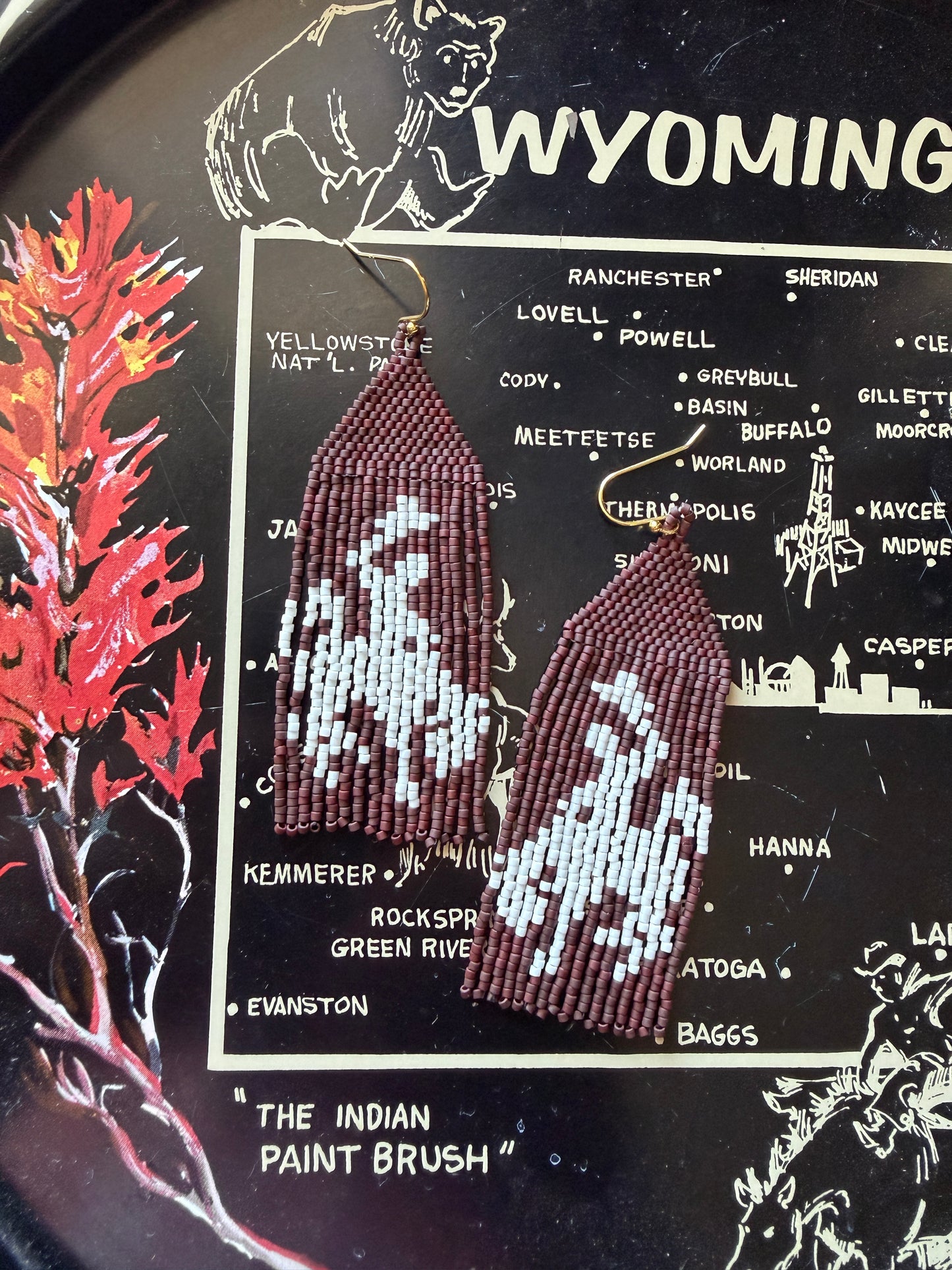 Brown and Ivory Wyoming Steamboat Earrings