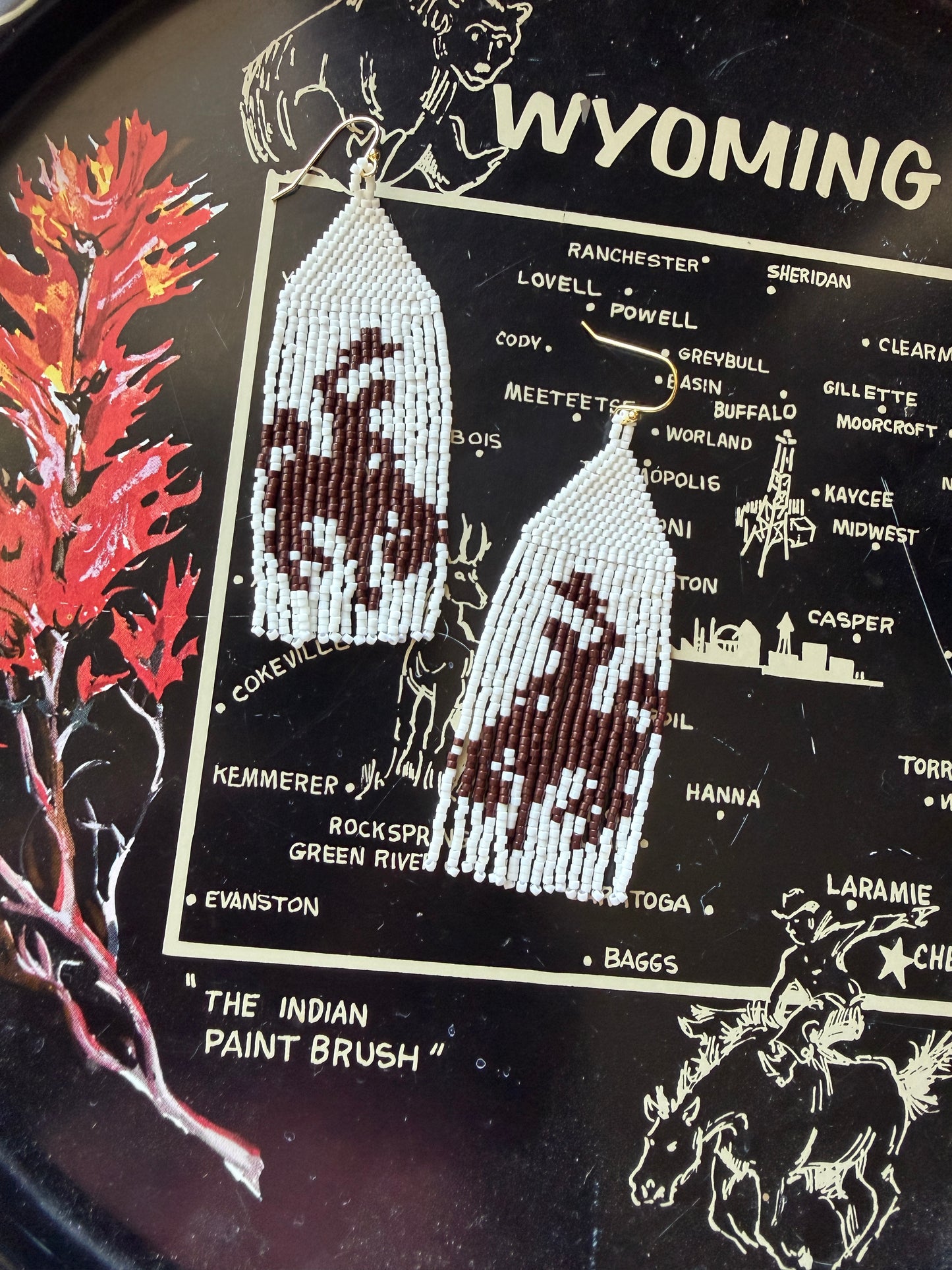 Ivory and Brown Wyoming Steamboat Earrings